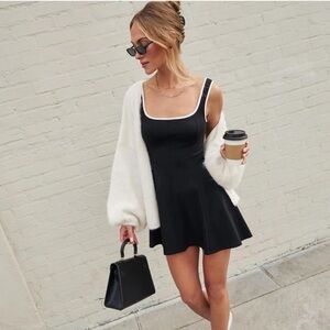 Vici Black Mini Dress with White Accents